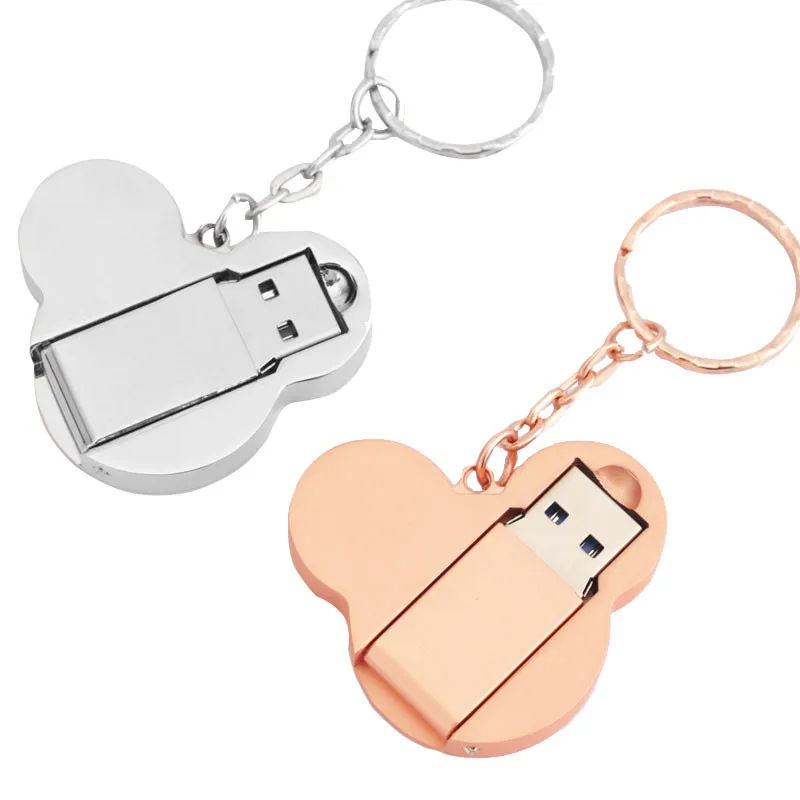 

JASTER Metal Cartoon Mouse USB Flash Drive 128GB Free Custom Logo Memory Stick 64GB Pretty Gifts for Children Pen Drive 32GB 8GB