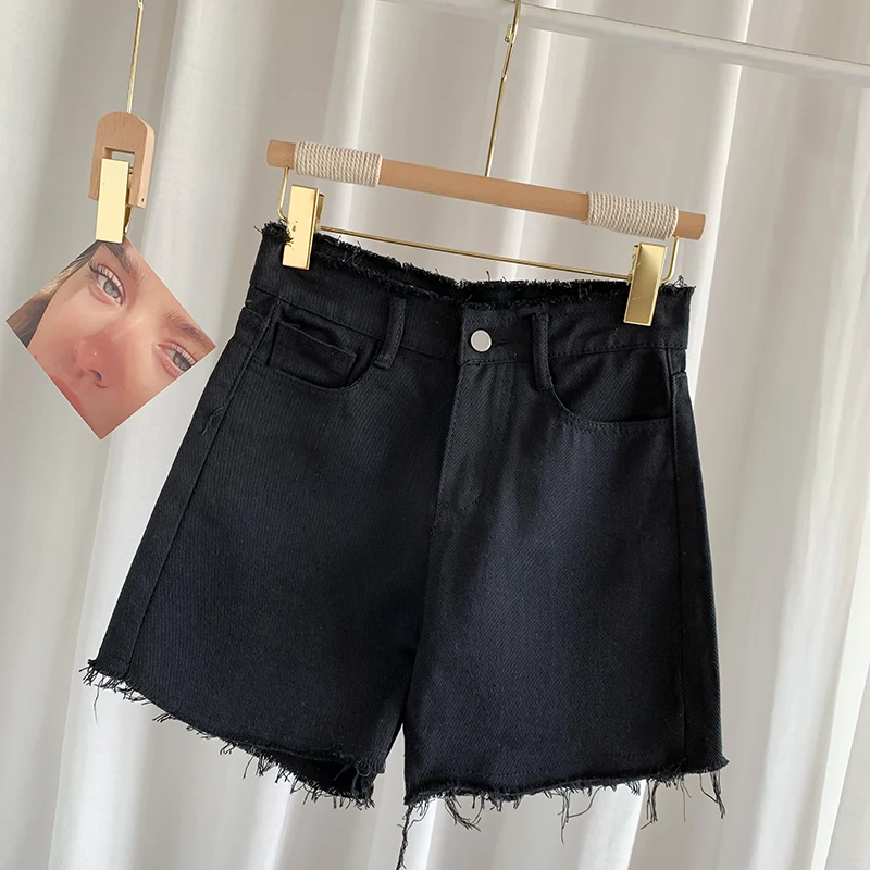 burberry shorts Korean Style High Waist Slimming A- line Versatile Raw Edge Denim Shorts Women's Fashion Wide-Leg Spring New Hot Pants old navy shorts