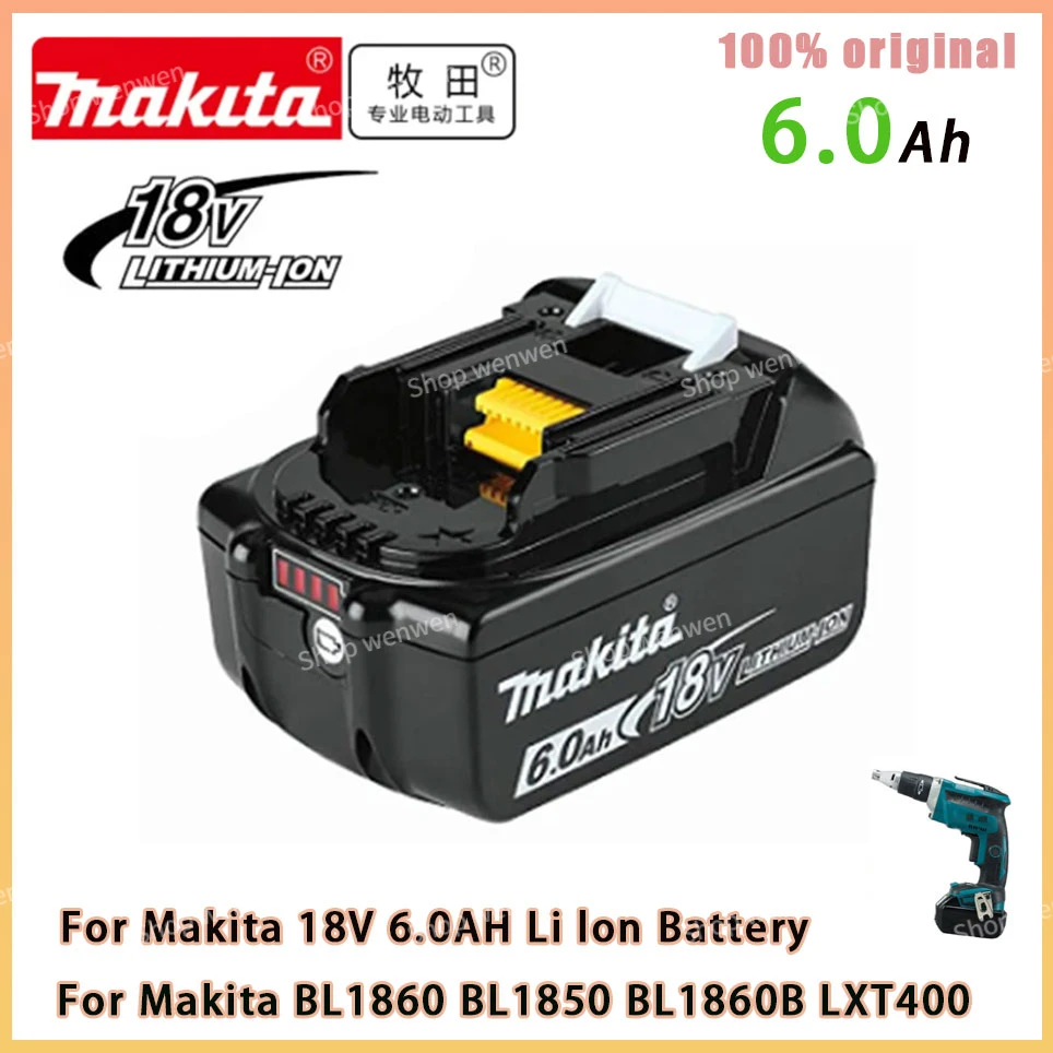 

Makita 100% оригинальный 18 в 6000 мАч литий-ионный перезаряжаемый аккумулятор 18 в сверло сменные батареи BL1860 BL1830 BL1850 BL1860B