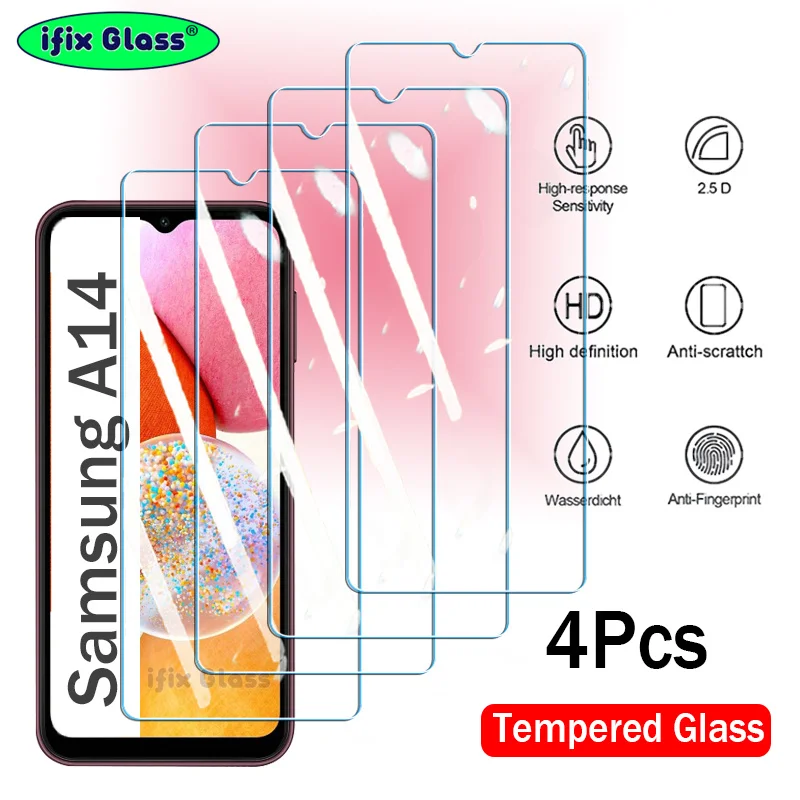 

4Pcs Tempered Glass For Samsung Galaxy A14 A13 A12 A11 A10 A10S 4G 5G Full Cover Glue Screen Protector Protective Glass Film