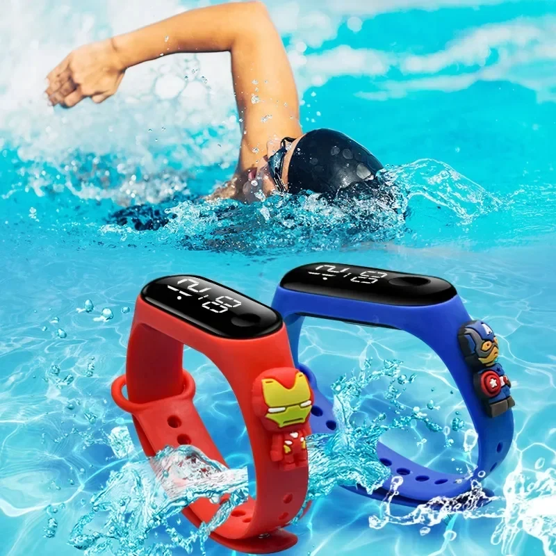 Children's electronic sports watch swimming waterproofing LED Student Kids Touch Cartoon Electronic Watch Boys Girls Gifts Toys