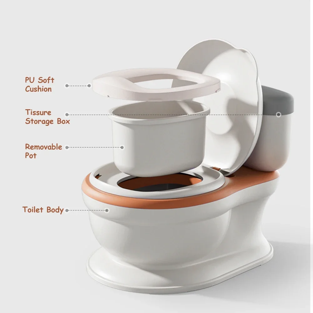 Baby Potty Toilet Seat Realistic Potty Training Seat for Toddlers Boys Girls Soft PU Pad Wipe Storage Music Playing Function 2