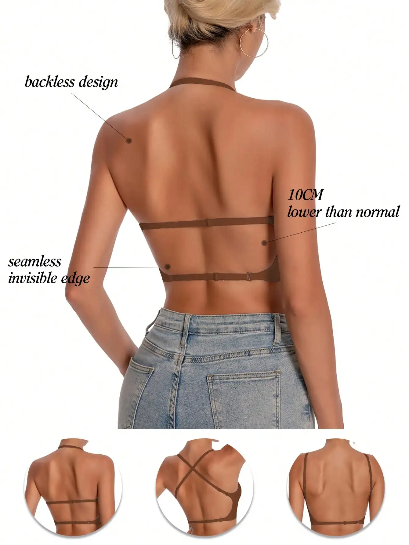 Women's Seamless Backless bra backless strapless underwear Summer bra,Bra For Wedding Dress 3