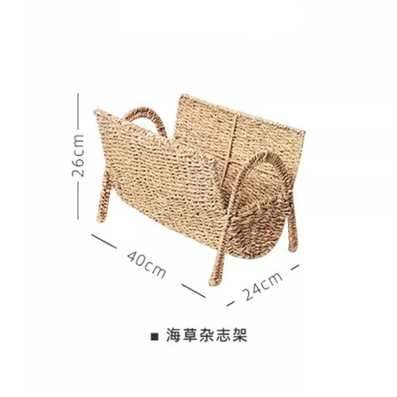 Nordic Design Handwoven Seagrass Floor Magazine Rack Living Room Small Bookshelf Storage Organizer Furniture Estanterias FYMR
