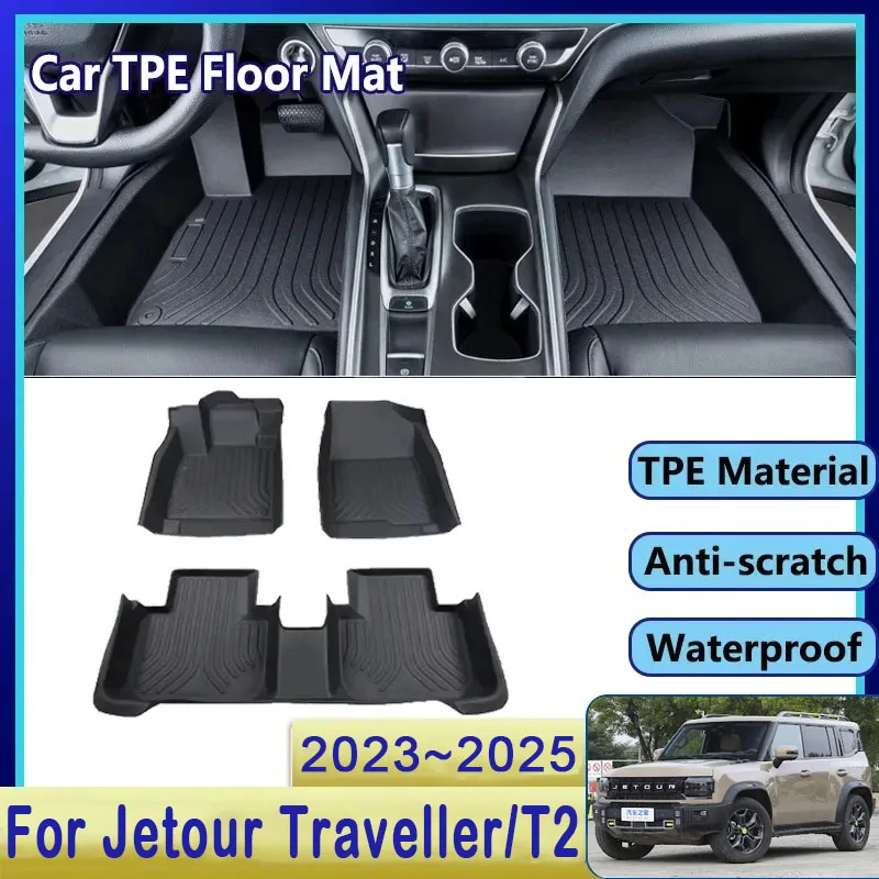 

Car Floor Mat For Chery Jetour Traveller T2 2023 2024 2025 Waterproof Mud Carpet TPE Foot Pad Full Rug Tappeto Accessories