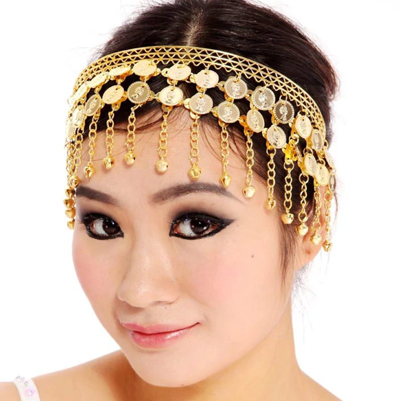 1Pc Women Belly Dance Hairpin Coins Tassels Gypsy Headband Indian