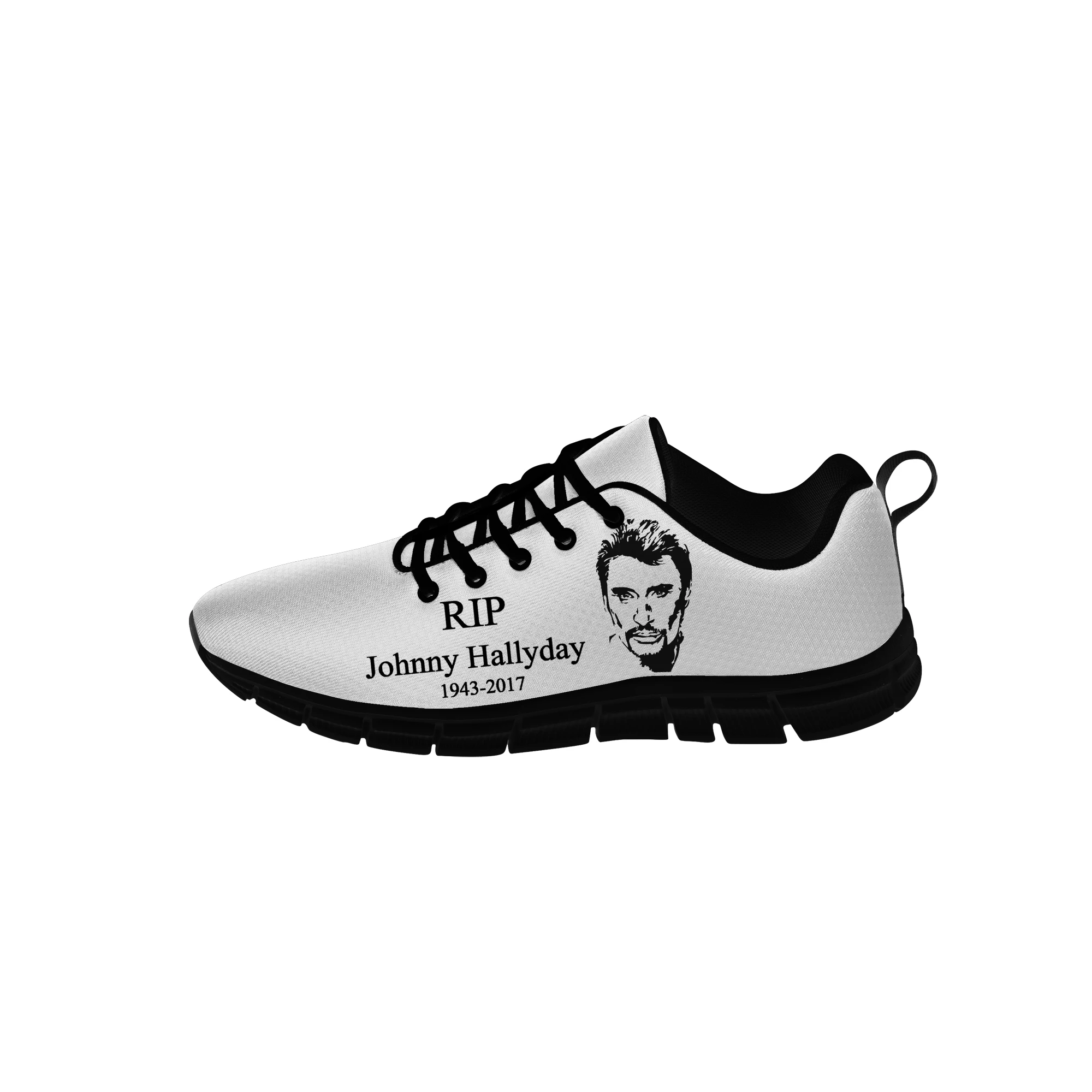 Johnny Hallyday High Top Sneakers uomo donna adolescente scarpe di stoffa Casual scarpe da corsa in tela stampa 3D scarpa leggera nera