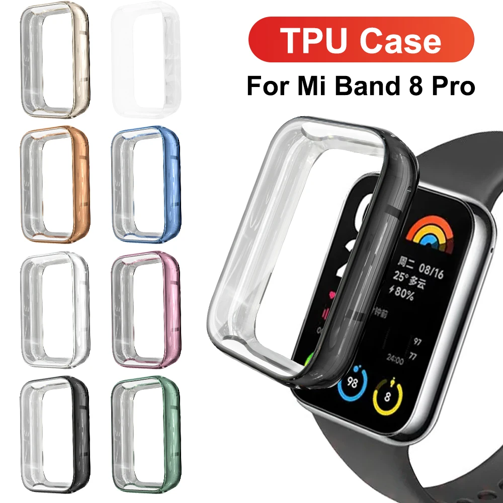 Чехол для Xiaomi Mi Band 8 Pro, защитный чехол с покрытием из ТПУ, полноэкранная защита, бампер для Xiaomi Mi band 8, активный Чехол, аксессуары ударопрочный чехол для xiaomi mi watch s1 активный защитный бампер для корпуса мягкий чехол ультратонкий устойчивый к царапинам h