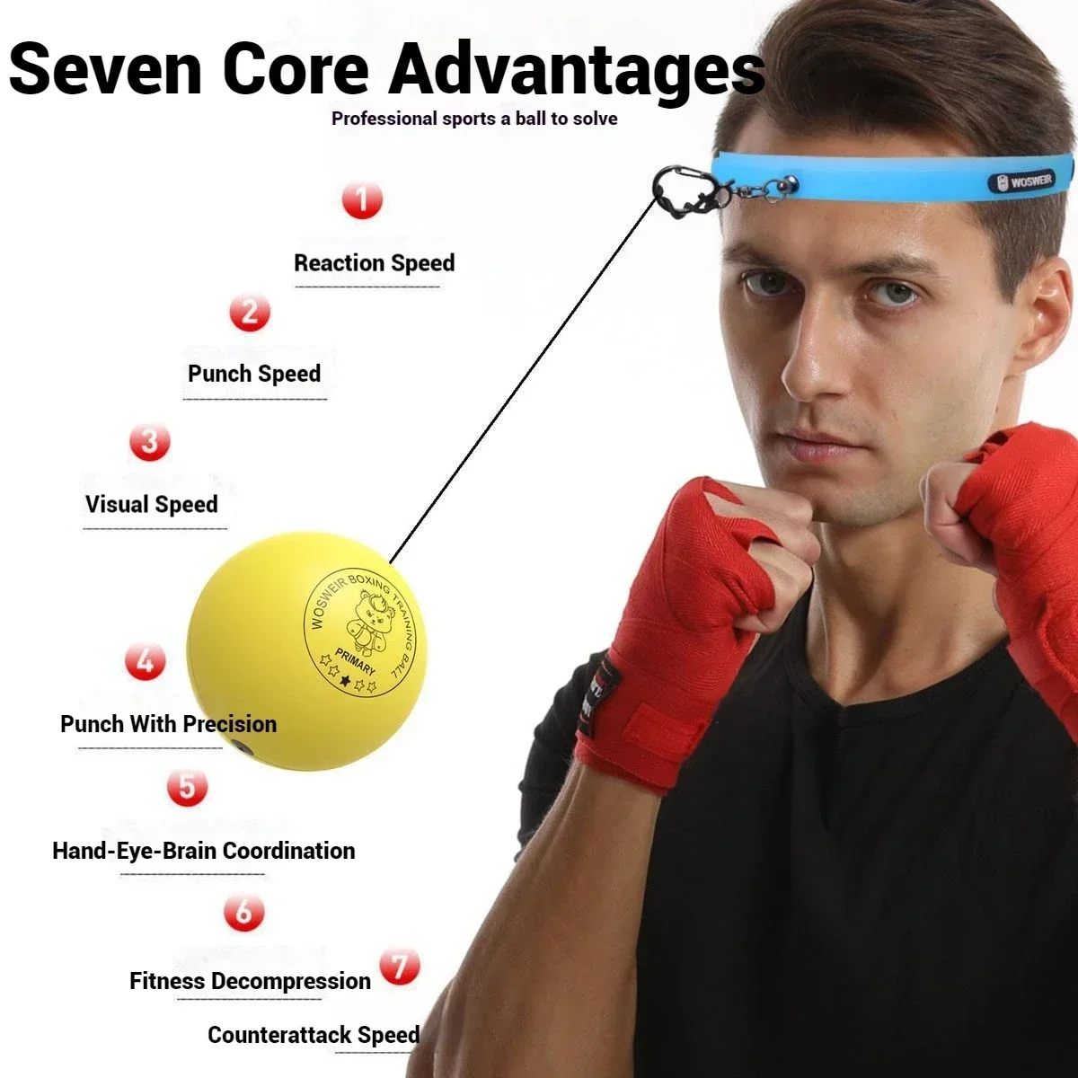 WOSWEIR-Head-Mounted Speed Reaction Ball Fitness Training Home Entertainment Decompression Vent Ball for Adults And Children