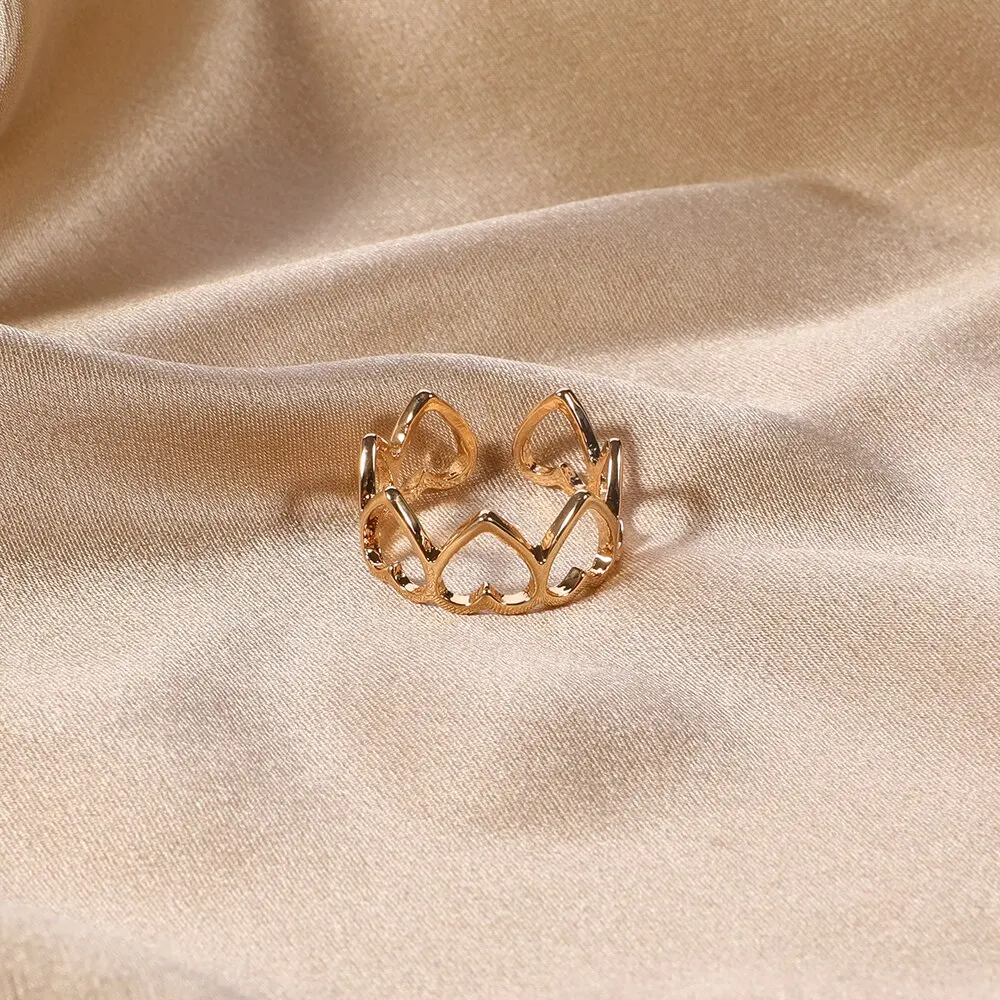 Gold Plated Alloy Ring For Men And Women Adjustable Ring Circumference Trendy Holiday Gift 9pcs finger ring,adjustable rings,gold color rings