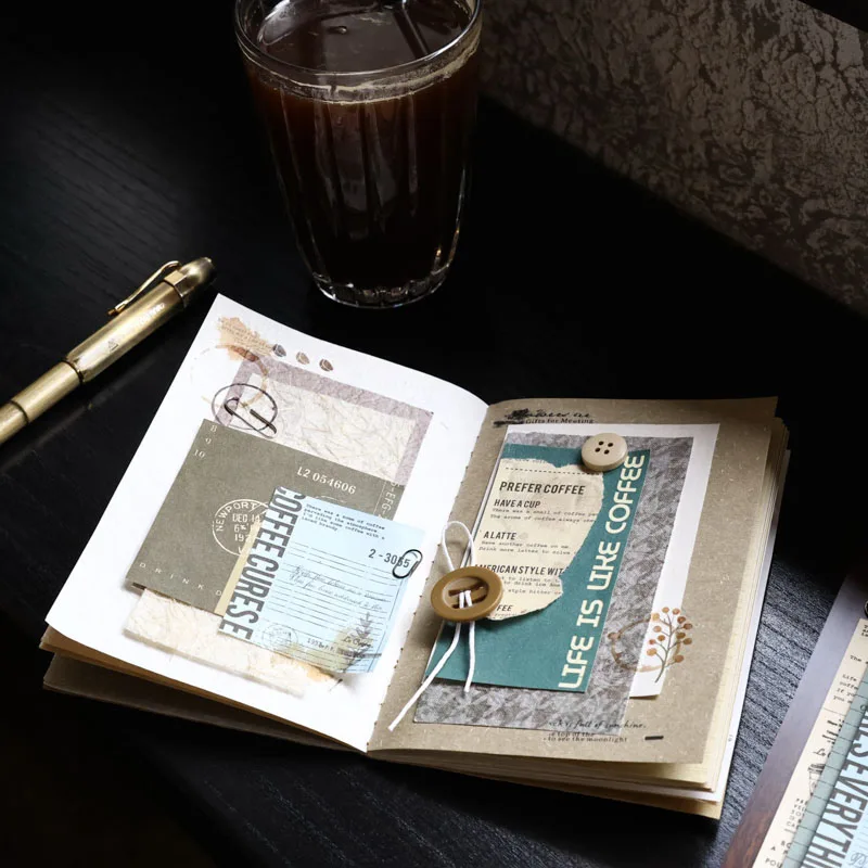 

30 Pieces Memo Pad Material: Vintage Art Coffee Handmade Tent DIY Decorative Base Paper 4 styles