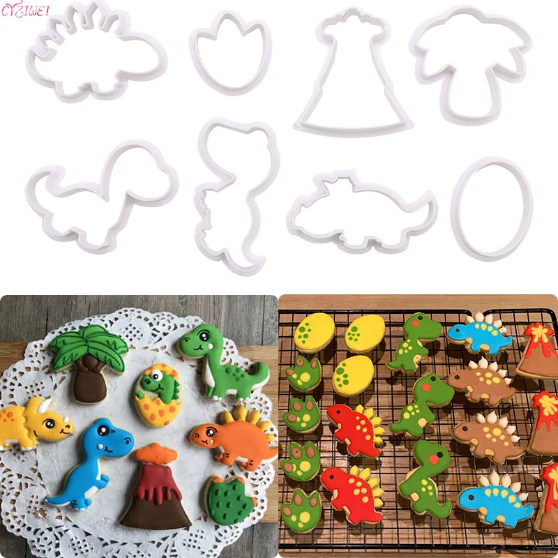 Description Picture 3 of item3D Dinosaur Cookie Cutters Mold Dinosaur Biscuit Embossing Mould Sugarcraft Dessert Baking Mold Fondant Cake Decoration Tool 3pc