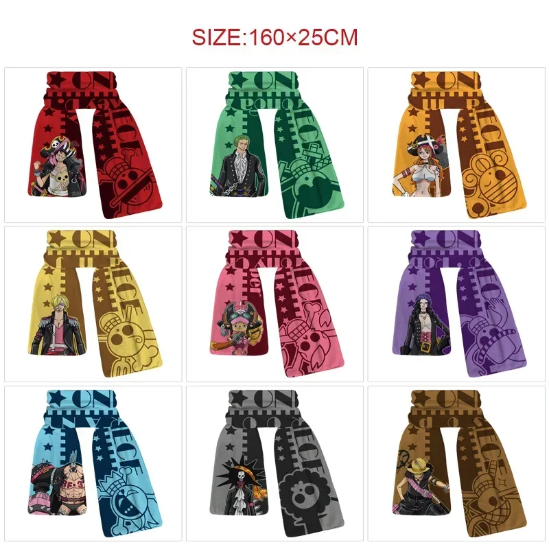 【mnem】Scarf Velvet Off Shoulder One Piece ONE PIECE Luffy Zoro Anime Scarf Chopper Cartoon Soft