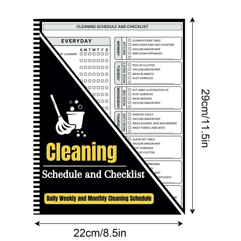 8.5x11.5 Inch Cleaning Schedule And Checklist Chore List for Adults Cleaning Checklist Daily Weekly and Monthly Planner
