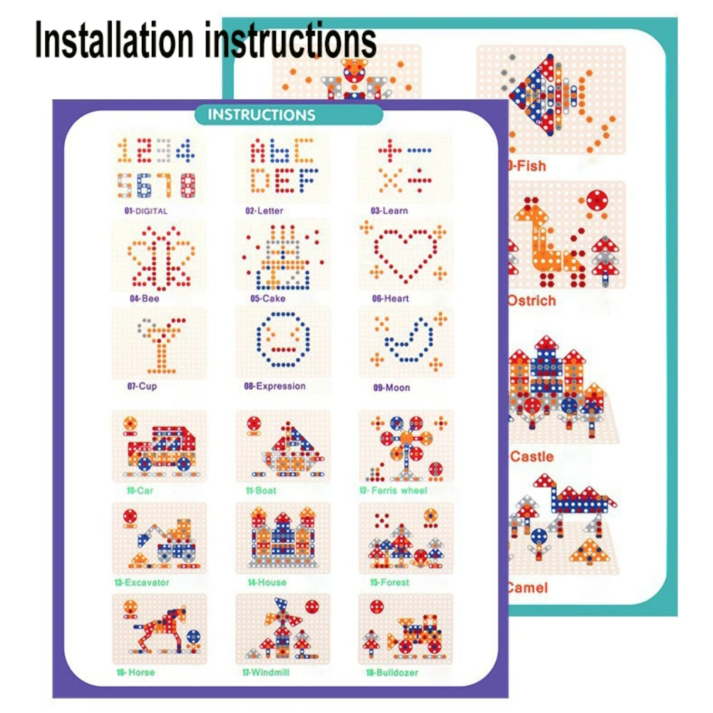450개의 어린이 STEM 드릴 세트 크리에이티브 모자이크 퍼즐 빌딩 블록 교육 공학 키트, 소켓드라이버와 함께 남녀 아동을 위한