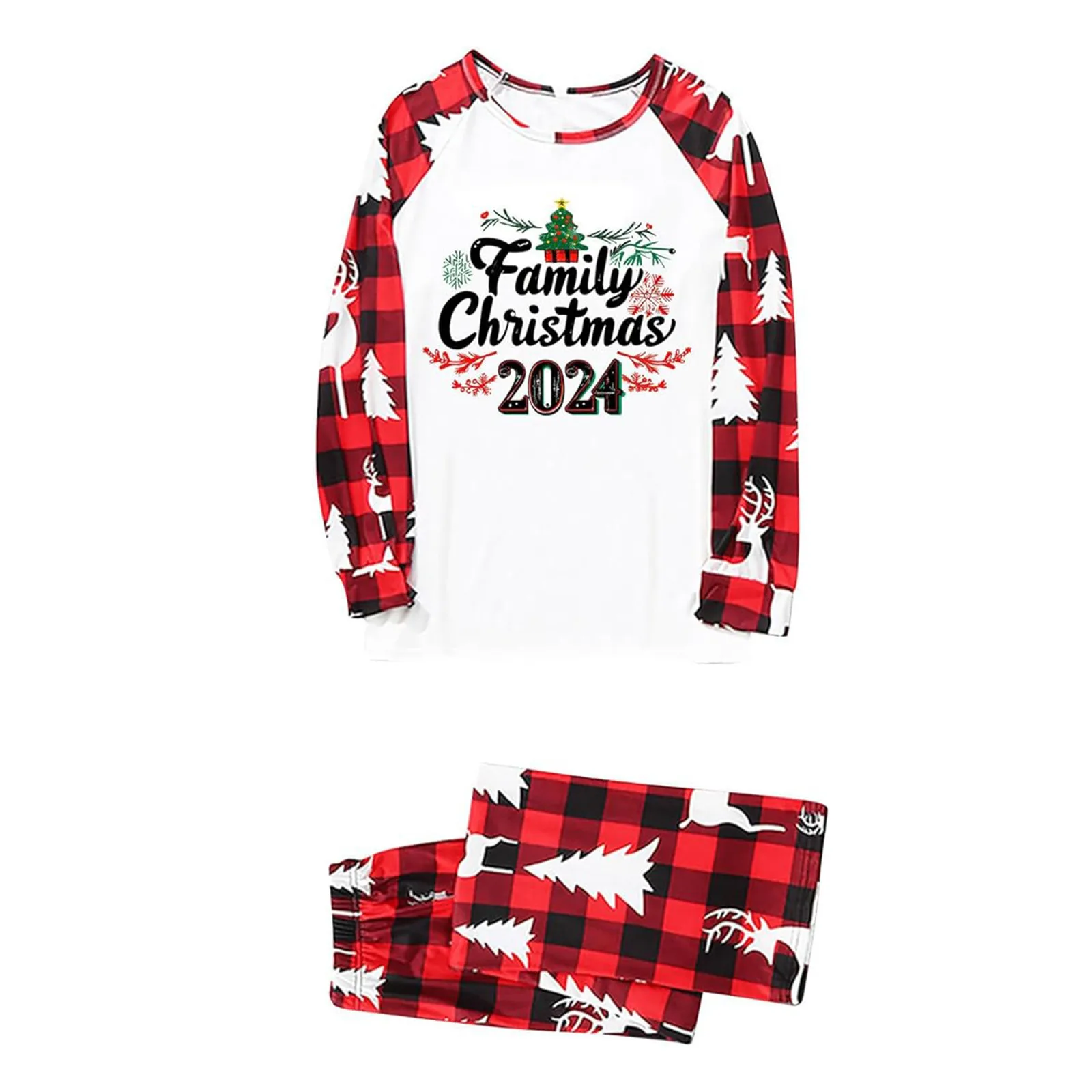 thumbnail image 4 of Conjuntos familiares a juego para Navidad, pijamas de 2 piezas para mamá, papá e hijos, mamelucos para bebé, ropa de dormir informal y holgada, pijamas de aspecto familiar para Navidad, 4 of 5