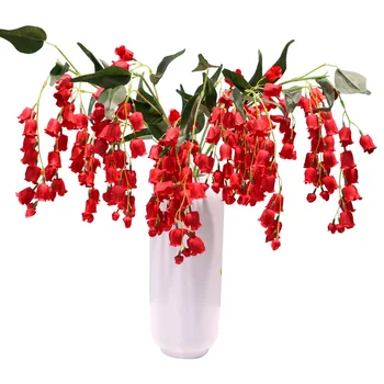 3PCS 100CM Long Lily of The Valley Artificial Flowers White Orchid Wedding Holding Flowers Bouquet Home Garden DIY Wedding Party 4