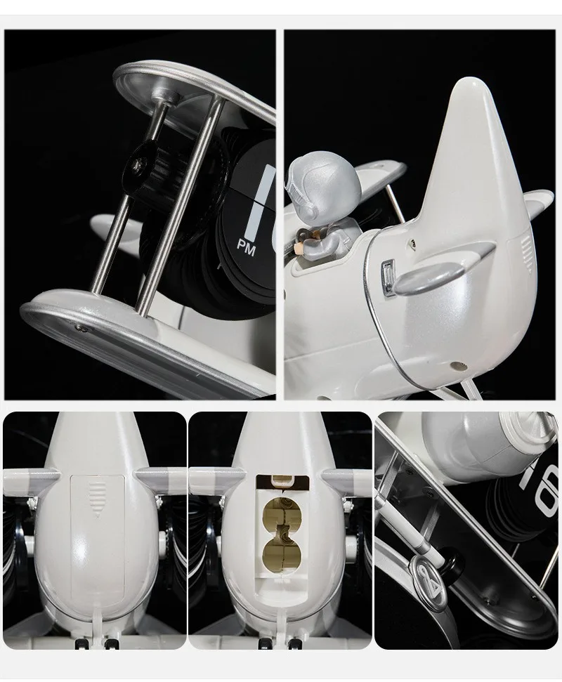 Plastic Case Creative Table Clocks Vintage Aircraft Moulding Desk Clock Auto Page-Turning
