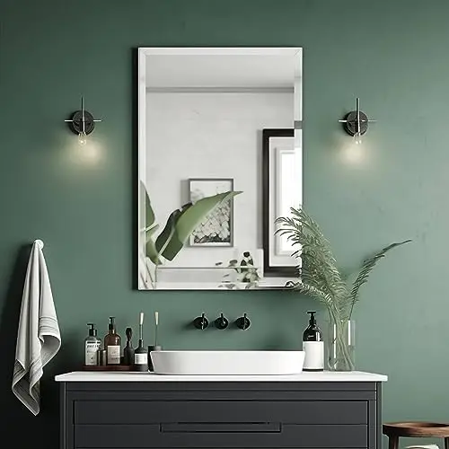 

Frameless Mirror, 28x36 inch Rectangle Mirror with 1" Beveled Edge, Beveled Bathroom Mirror for , Vanity, Bedroom, Living Ro