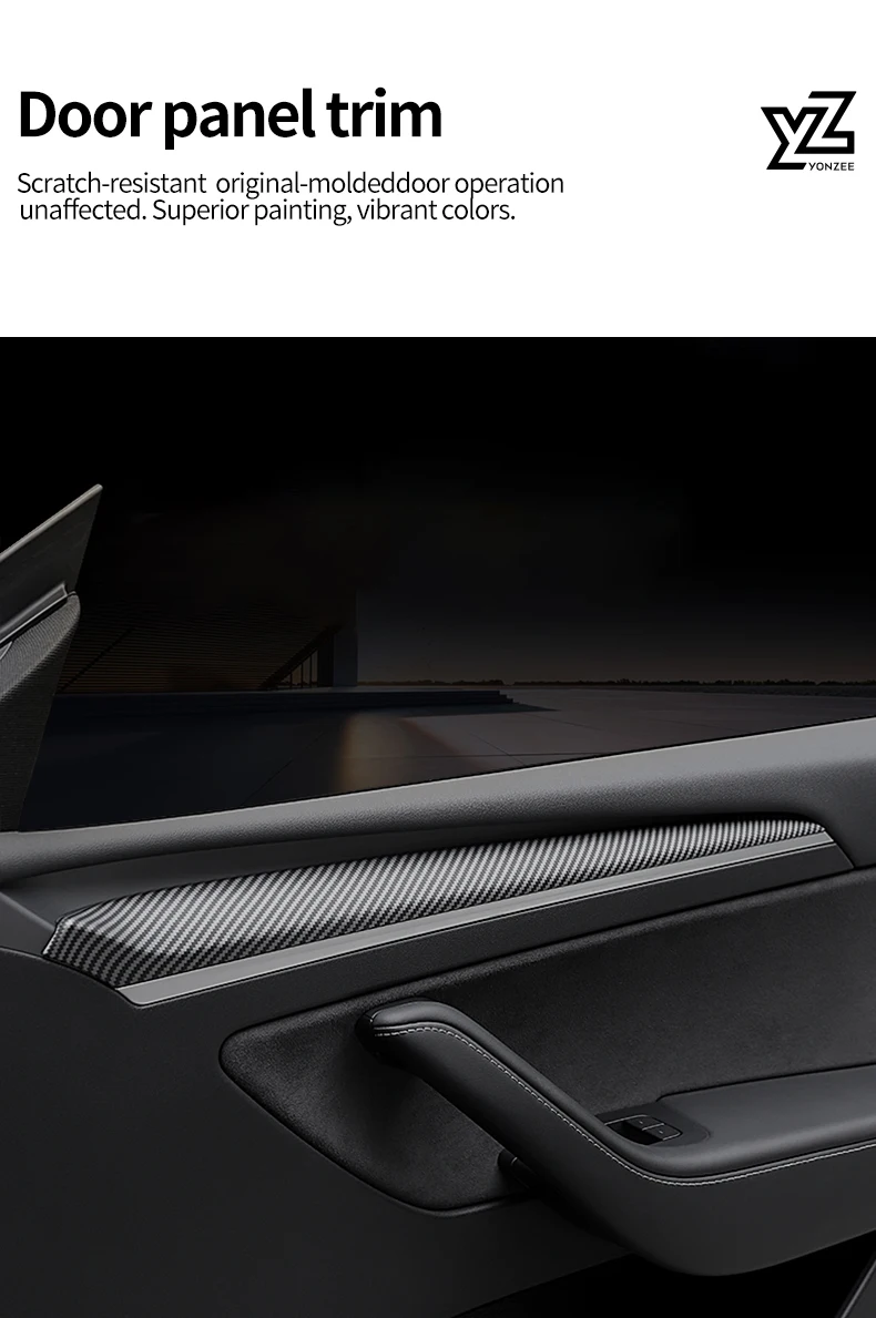 For Tesla Model Y 2021-2024 Model 3 2019-2023 ABS Front Door Side Trim Strip Kit