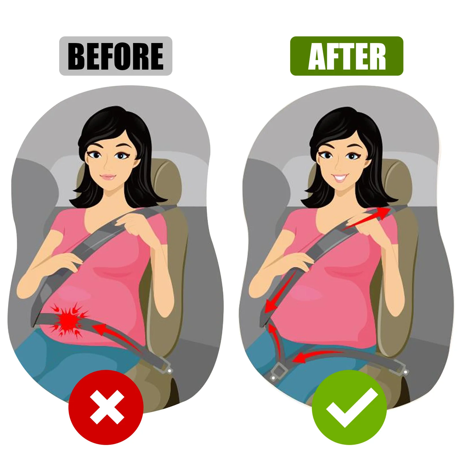 LTS FAFA Ajusteur de ceinture de sécurité de voiture de maternité, confort  et sécurité pour le