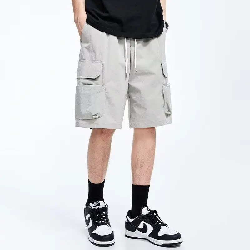 Overalls short men's summer style baggy straight cropped pants 4