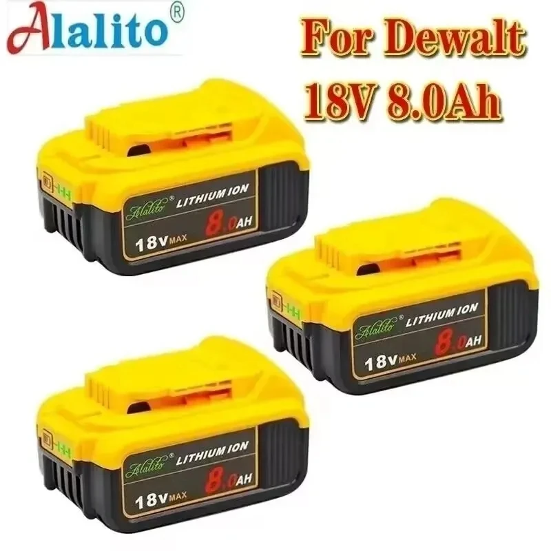 Sostituzione Dell'Utensile Elettrico Della Batteria 3Pcs 18 V 8.0Ah Max Per Batteria Dewalt Dcb184 Dcb181 Dcb182 Dcb200 20V 8A 18Volt 18 V