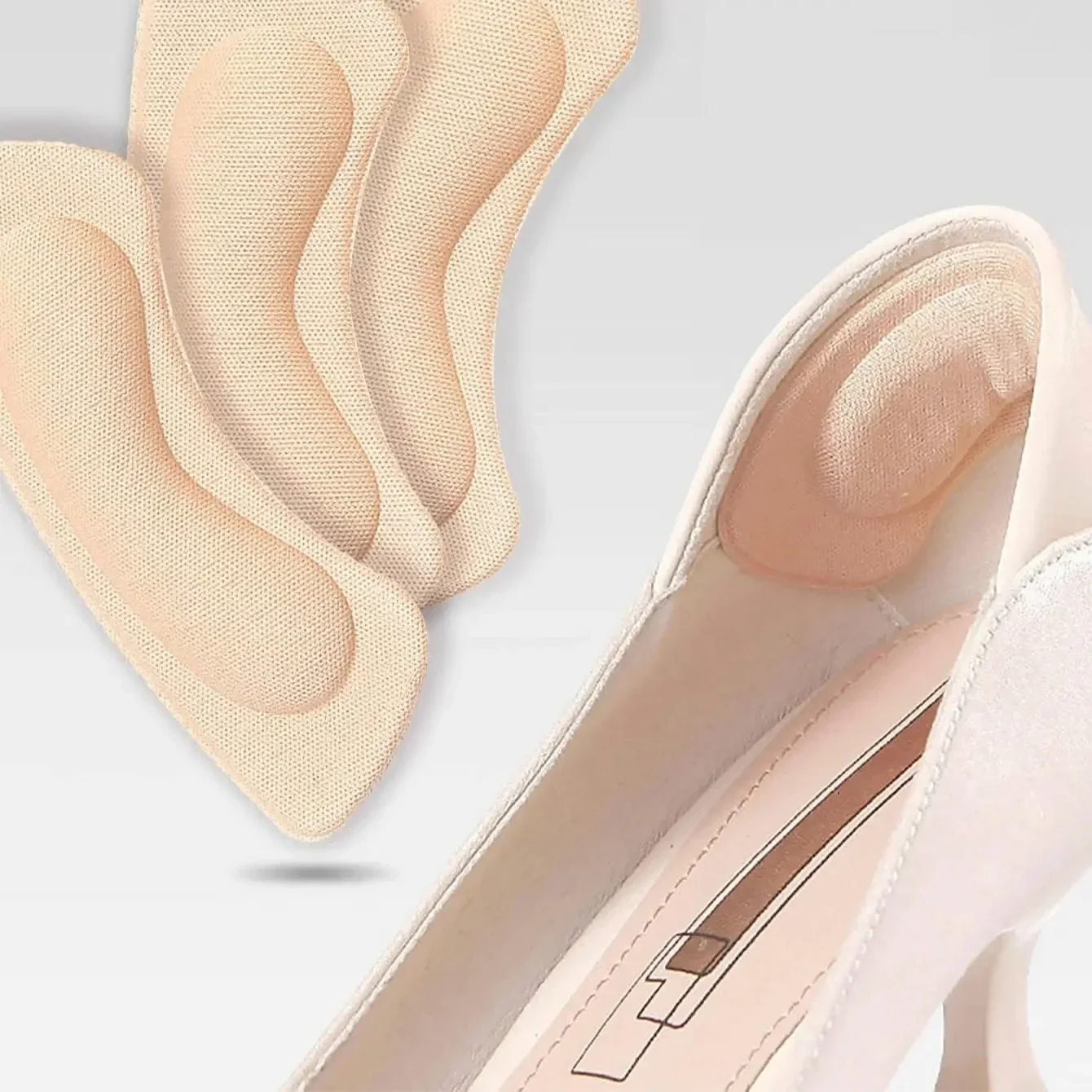 2pcs Sponge Heel Insole Pads, Thickened Anti-Wear Cushions for High Heel Shoes, Comfortable Invisible Protectors