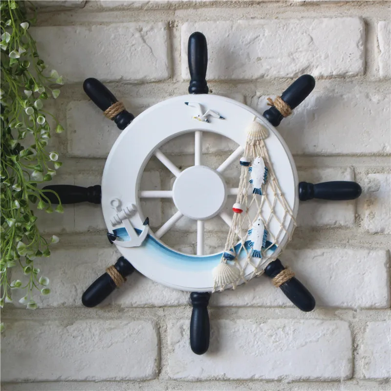 Wood Ship Wheel Boat Steering Rudder Anchor Mediterranean Ornament Nautical Theme Birthday Party Decorations Kids Supplies