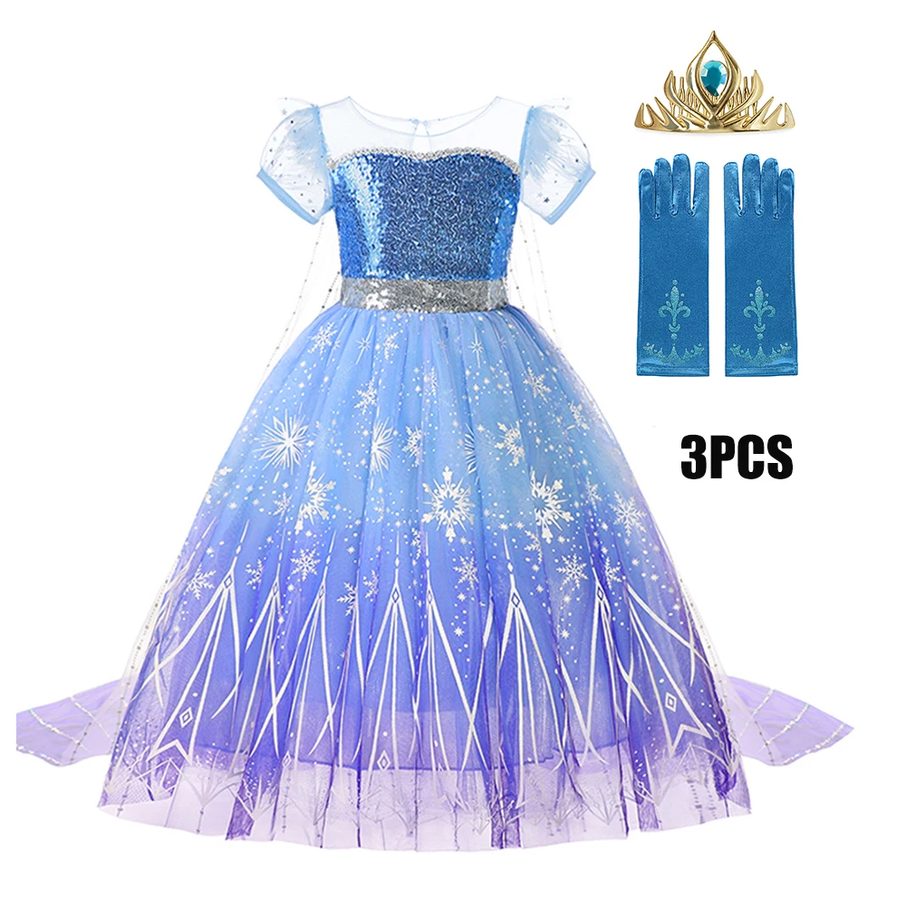 thumbnail image 1 of Vestido de princesa para niña, disfraz de Elsa de Disney, vestidos de baile de lujo, trajes de fiesta de cumpleaños, vestido de Cosplay de Carnaval de Halloween, 2-10 años, 1 of 5