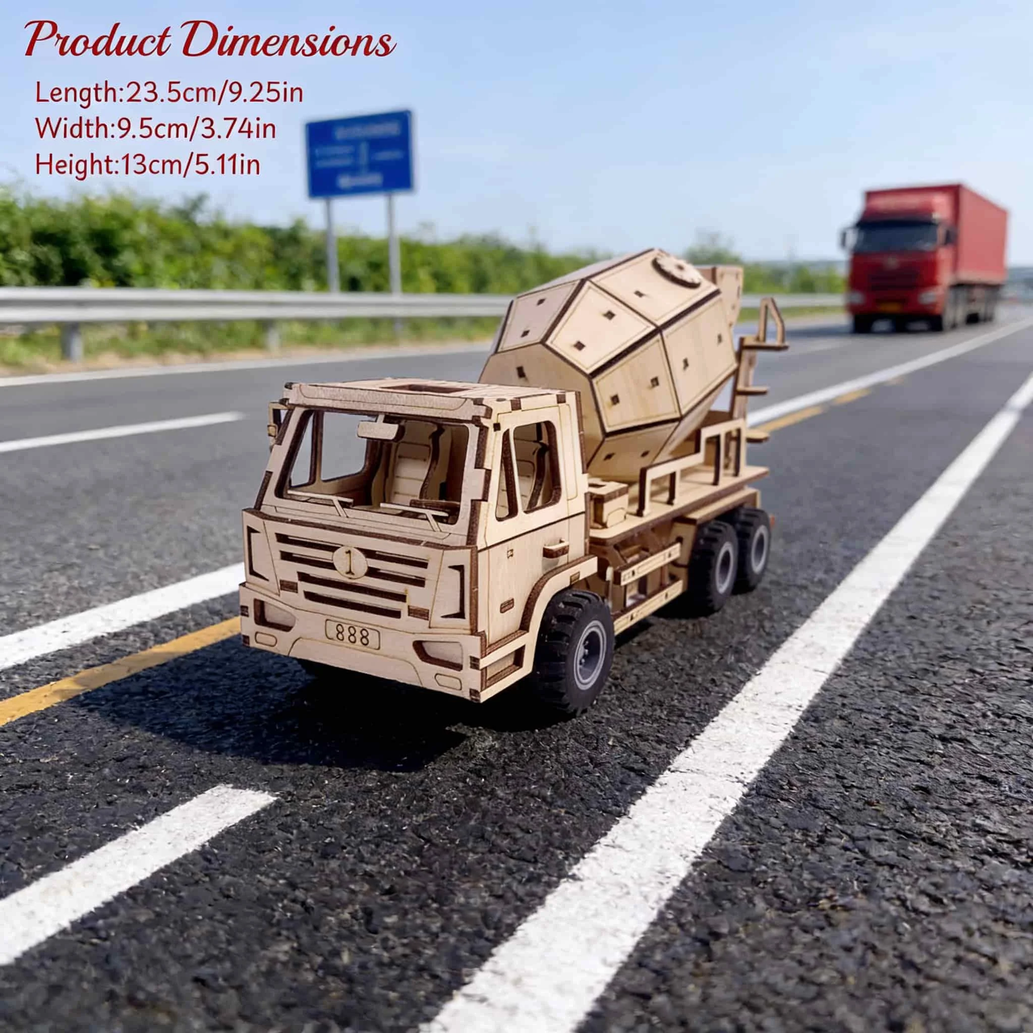 Puzzle 3d de caminhão betoneira em madeira modelo diy presente_voghion.com