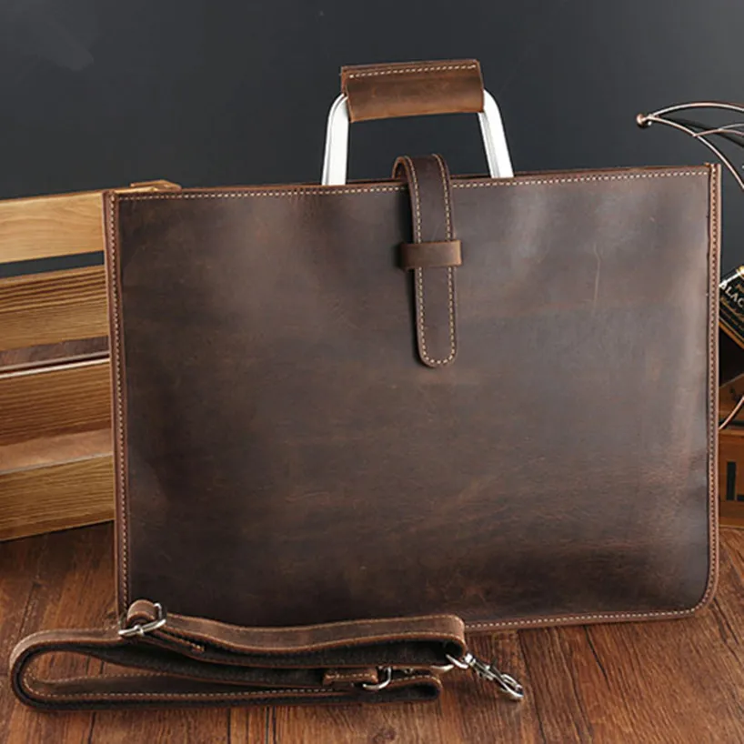 

men's Retro Genuine leather men messenger bags business travel laptop briefcase Tote Cowhide shoulder bag Crossbody