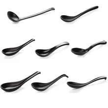 

Japanese 1Pc Black Matte Spoon Chinese Soup Spoon Round Anti-Fall Earl Scoop Scoop Thick Cooking Meal Food Spoon Dinnerware