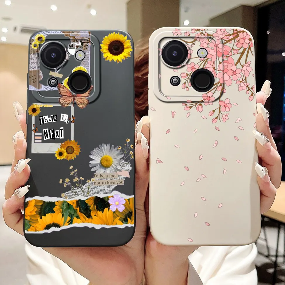 Cute Cat & Floral Silicone Phone Case - Stylish Protective Bumper