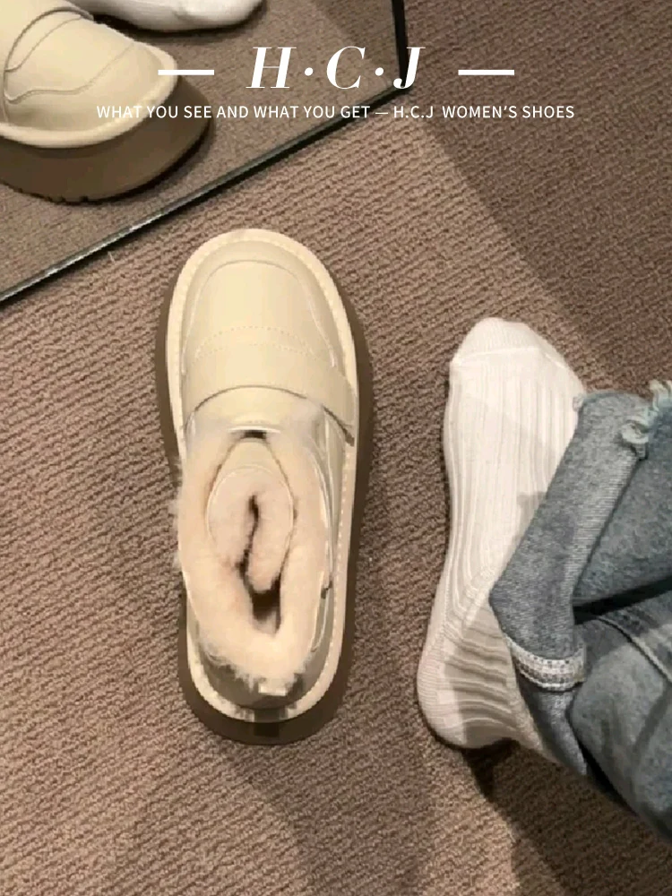 

Женские ботинки, австралийские плюшевые ботинки с круглым носком, женская зимняя обувь, обувь на плоской подошве, зимние меховые ботильоны средней длины из искусственной кожи в Стиле Лолита, 2023