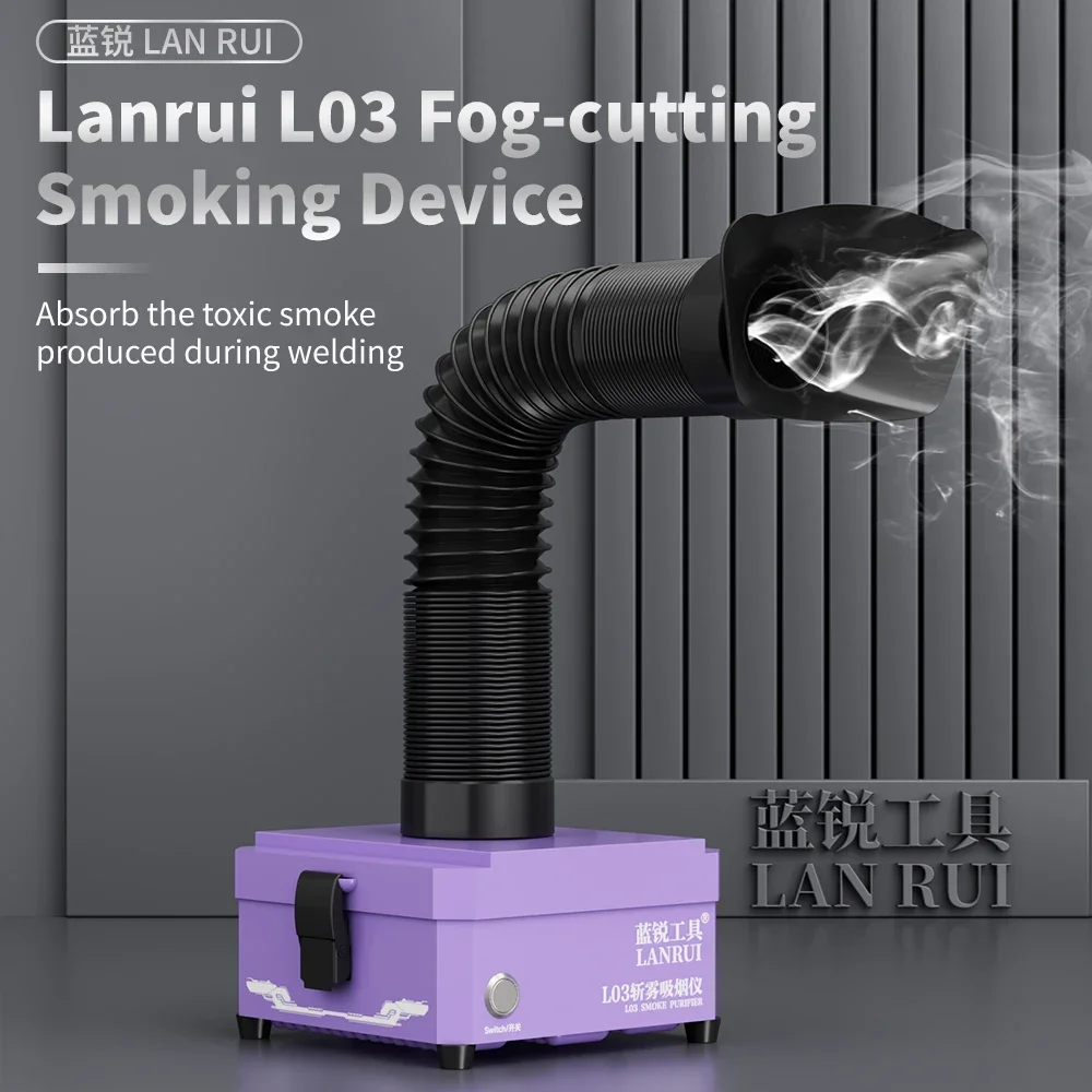 Estrattore di Fumo Lanrui L03 con Filtrazione a Tre Strati per Riparazione di Telefoni Cellulari, Strumento per Estrazione Fumi da Saldatura PCB - immagine 2