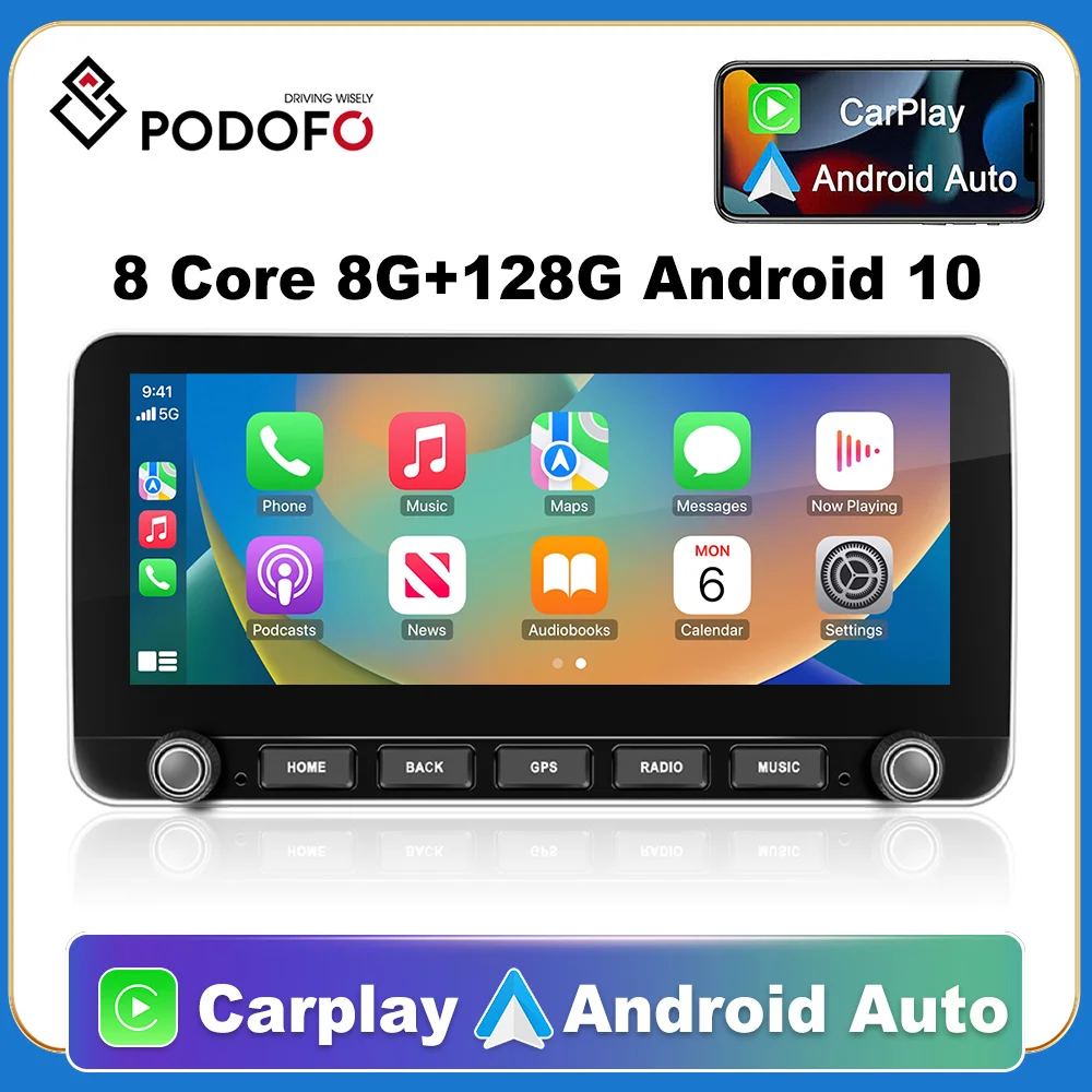 Podofo8G128GCarRadioGPS2dinAndroid100AutoCarplayDSP