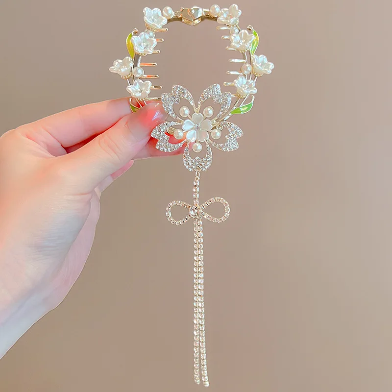 Damen-Haarspange mit Quasten und Strasssteinen, exquisiter Glitzer-Maruko-Stirnband, Haarspange, 2025, Valentinstagsgeschenk für Freundin, Ehefrau – Detail 37