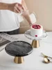 Marble Cake Pan Glass Cover Cake Stand Transparent Cover Golden High-foot Snack Counter Tray Kitchen Decoration Storage 2