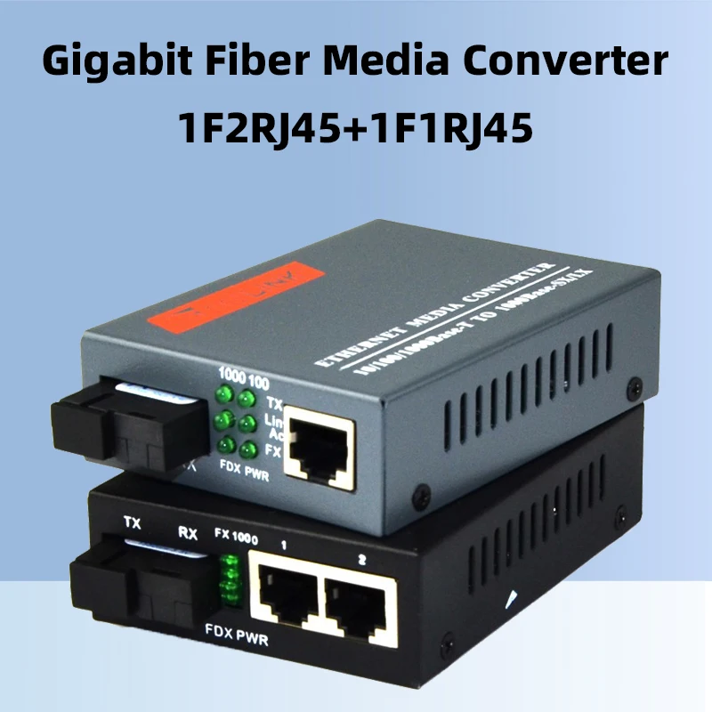 Netlink-Media Converter, 10 m, 100 m, 1000m, 1Fiber 1RJ45 + 1Fiber 2RJ45 SC, Singlemode, Optical Transciver, 20km, 1 Pair MC