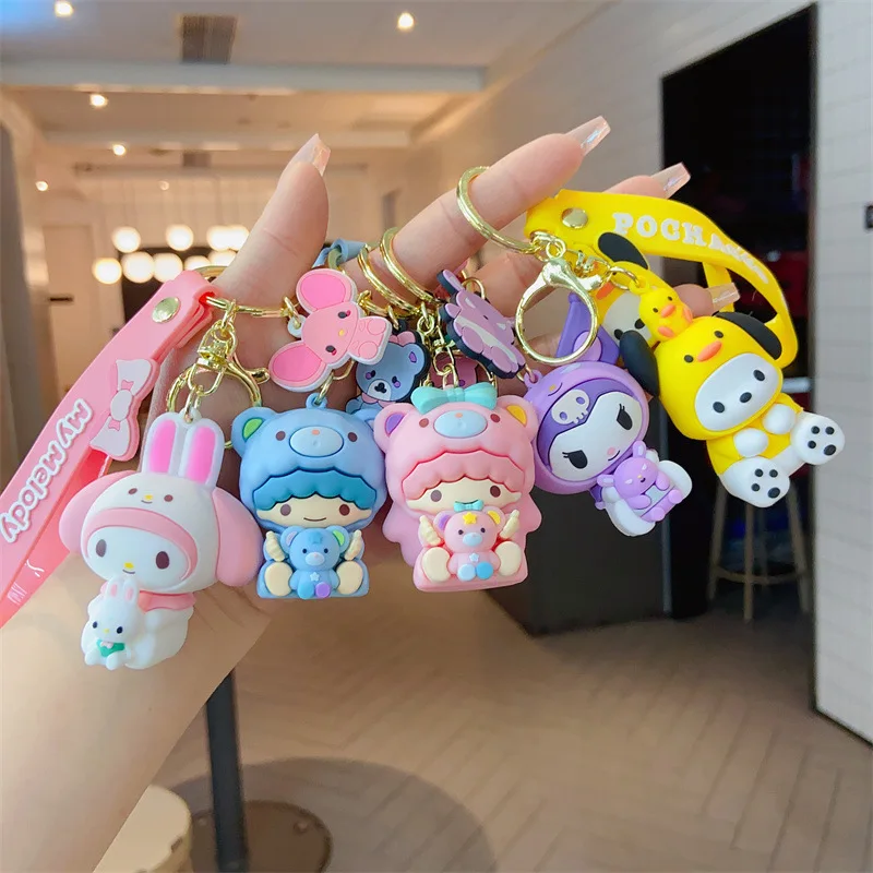 

Брелок Sanrio Kawaii Kuromi Cinnamoroll, маленькие двойные звезды, новая модная подвеска в сумку для девочек, детские игрушки, подарок для детей