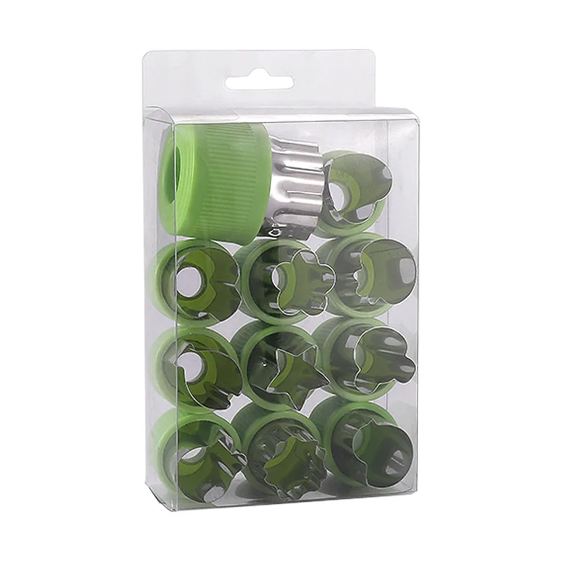 New 12PCS Vegetable Fruit Cutters Stainless Steel Biscuit Cutters Shapes Sets Mold Pattern for Kid Baking Cooking Kitchen Tool