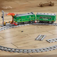 Technical Retro Green Steam Train City Car Electric Model Rechargeable Lithium Battery Motor Building Blocks Toys For Boy Gifts 6