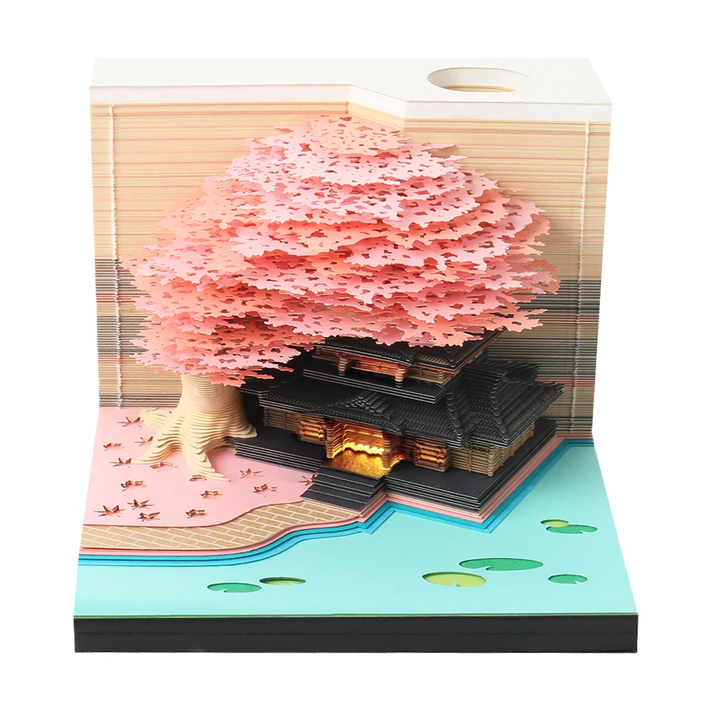 Paper Treehouse 3D Block Notepaper Cube Led Lighted Crative Gift For Student Office Stationery Simple Tear Memo Pads Notepad