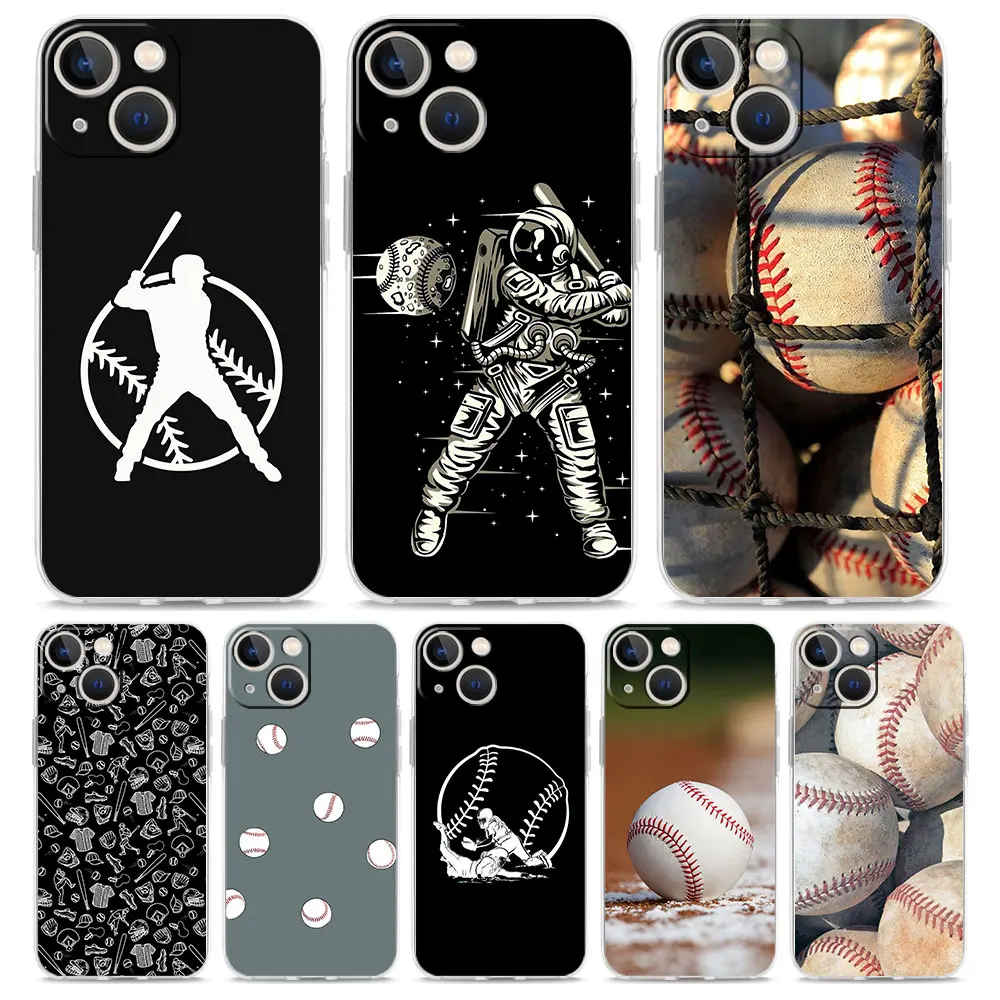 

Baseball Luxury Transparent Phone Case For iPhone 14 13 12 11 Pro Max XS X XR SE 7 8 Plus TPU Clear Silicone Lens Protect Cover