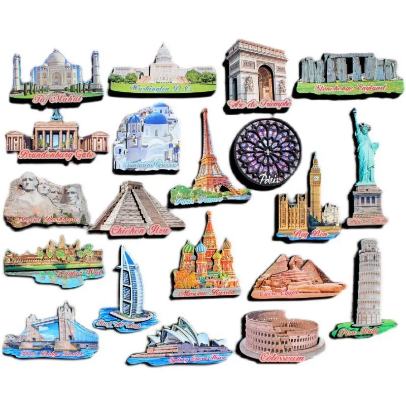 

Wooden Fridge Stickers Famous Resorts Travelling Souvenirs Home Decoration Wedding Birthday Gifts Photo Wall Magnetic Stickers