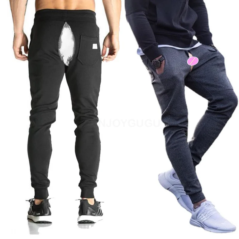 Sports Pants Men Invisible Zipper Open Seat Pants Cotton Casual Pants