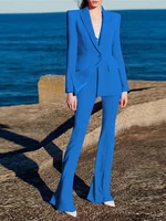 TOP QUALITY Newest 2026 Designer Runway Suit Set Women's Single Button Slim Fit Blazer Flare Pants Suit two-pieces - Image 2
