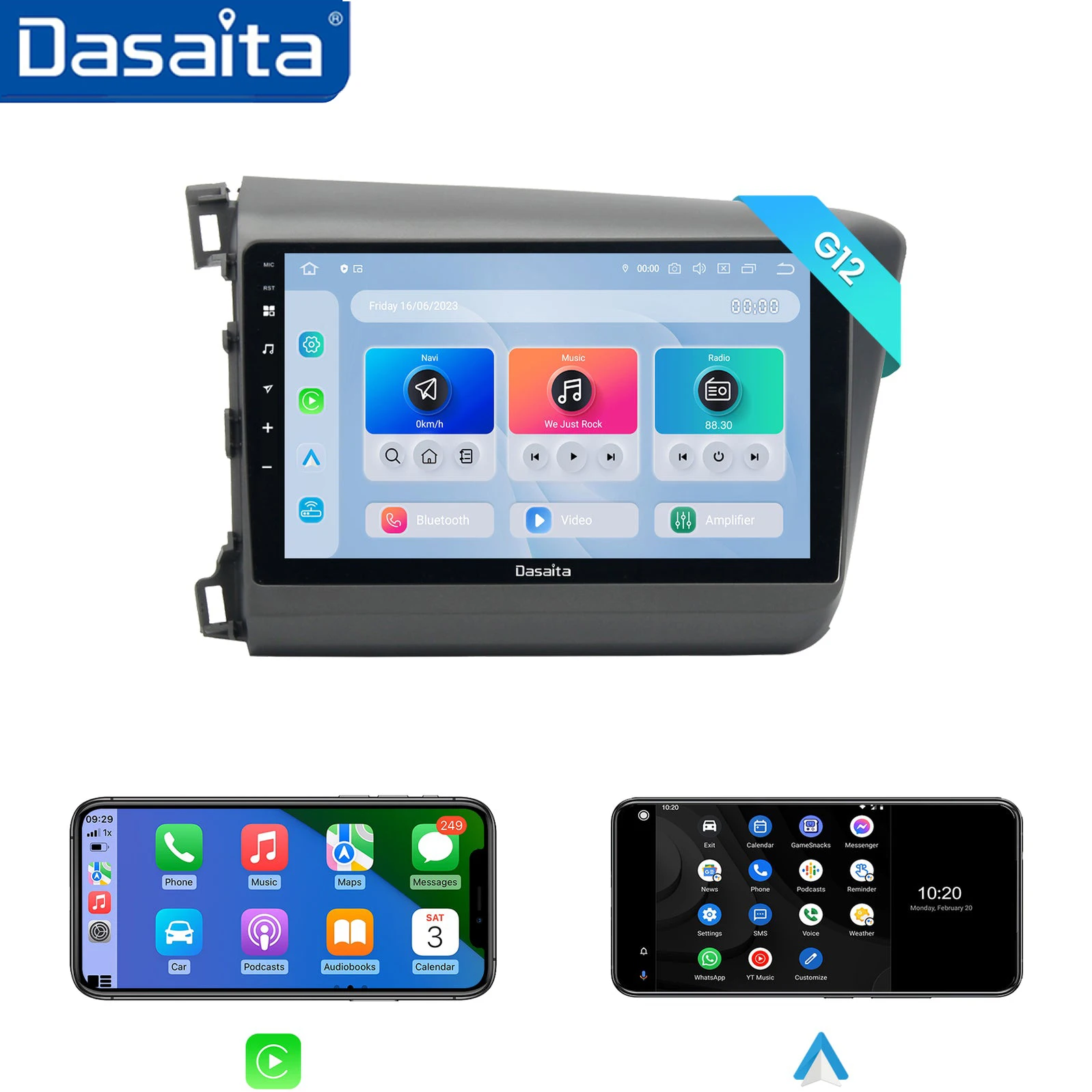 

Dasaita for Honda Civic 2012 2013 2014 LHD RHD Qualcomm 665 9" QLED Screen 8G+256G Carplay Android Radio Car Stereo Multimedia