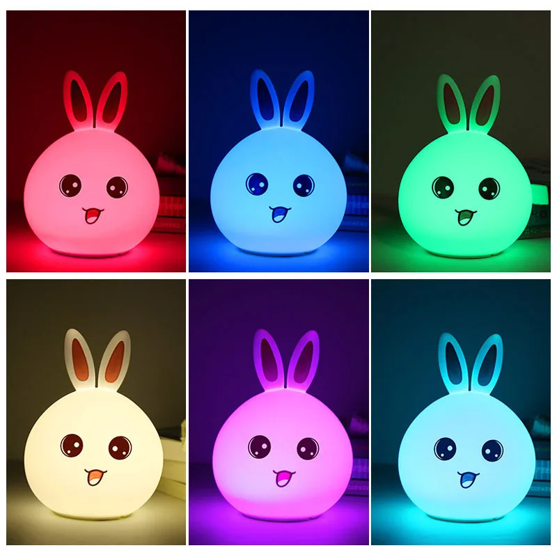 motion sensor night light Led Rabbit Night Light Touch Sensor Anime Lamp 7 Colors Silicone Light For Kids Gift Children's Bed moon night light